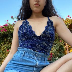 Handmade Crotchet Velvet Crop Top